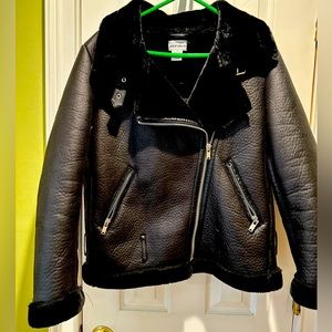 For the Republic faux shearling and faux leather Moto jacket